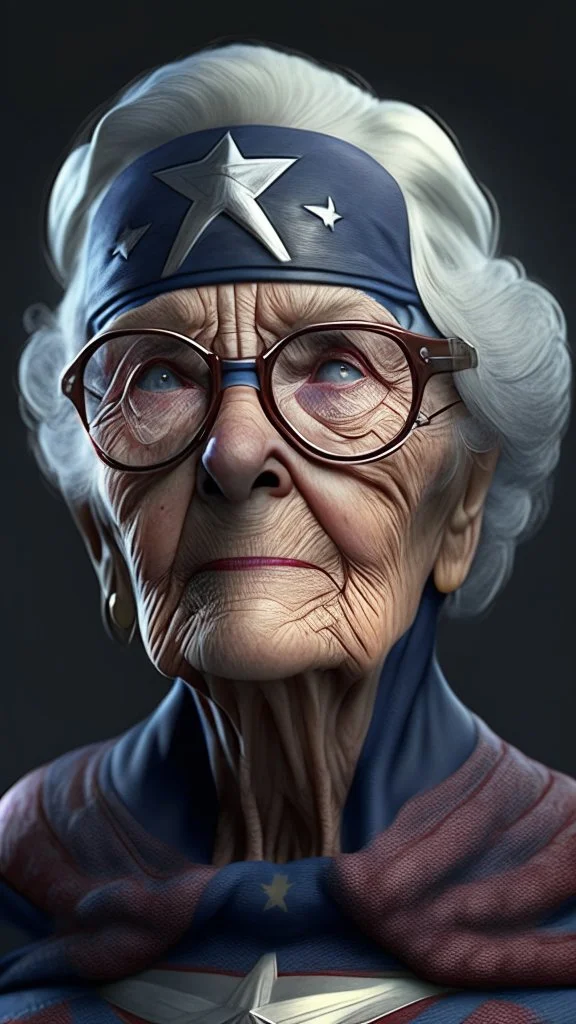 captain america become old woman , ultra realistic, 4k, ultra detail, full body