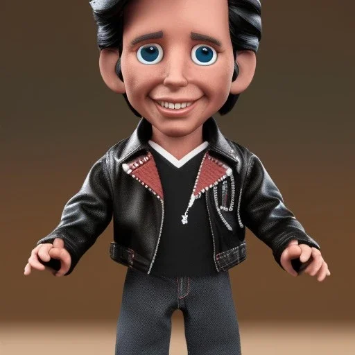 wide view young Fonz with black hair greaser figure doll 1975 (thumbs-up) (face) Forehead grin, fonzarelli, (arnold's drive-in) fonziE fonz