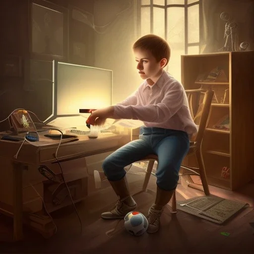 portrait of a boy playing video games in the room