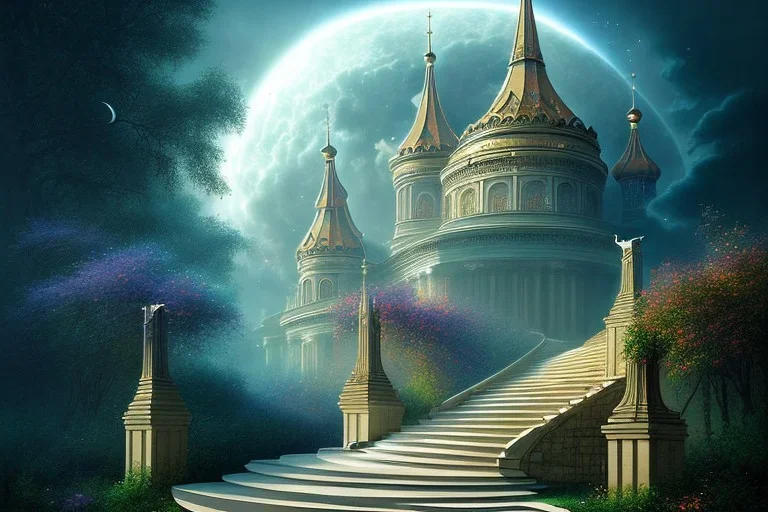 stairway to heaven, atmospheric, mystical, beautiful colours, romanticism, fantasy, art deco