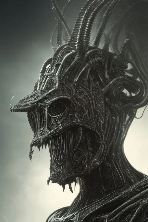 evil berserker, alien, tron, 8k, finely detailed, photo realistic, gothic, hr giger