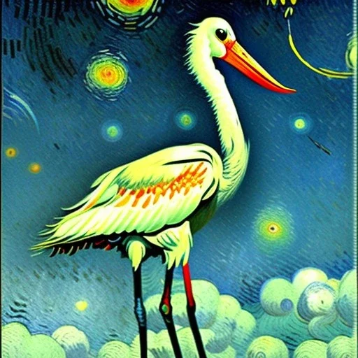  stork Bird by Van Gogh