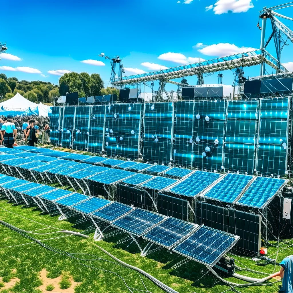 solar panels in a music festival