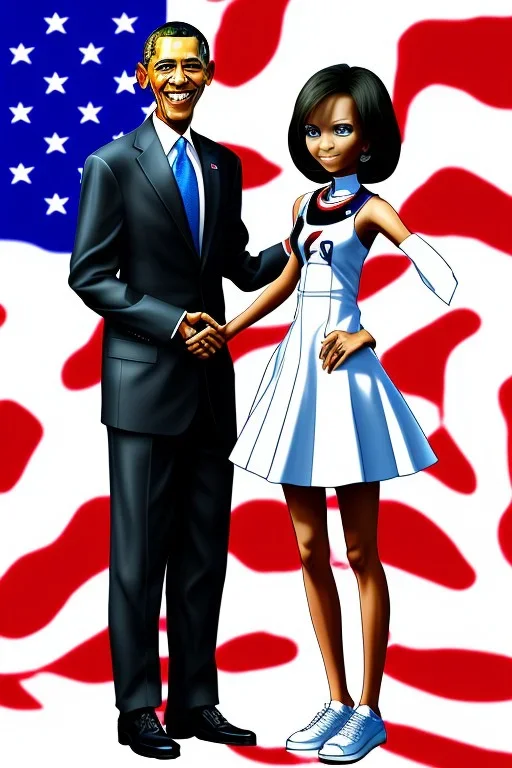 Barak Obama with an anime girl