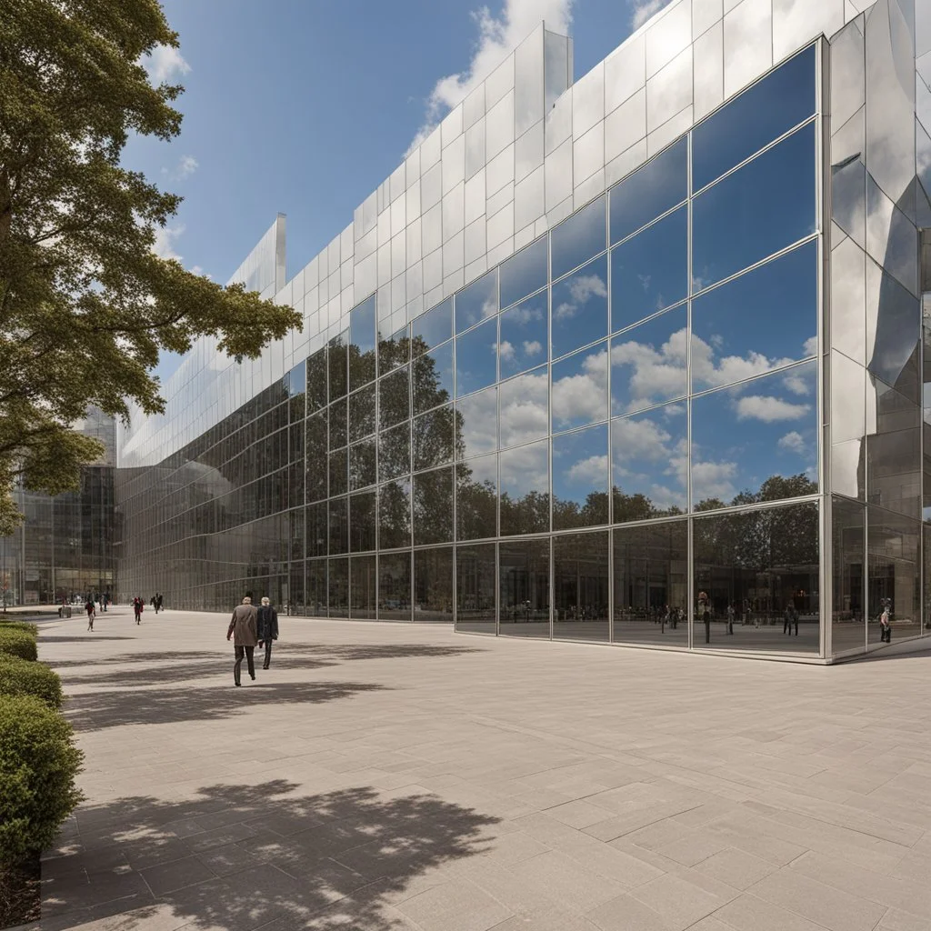 The museum's exterior facade is made of modern mirrors