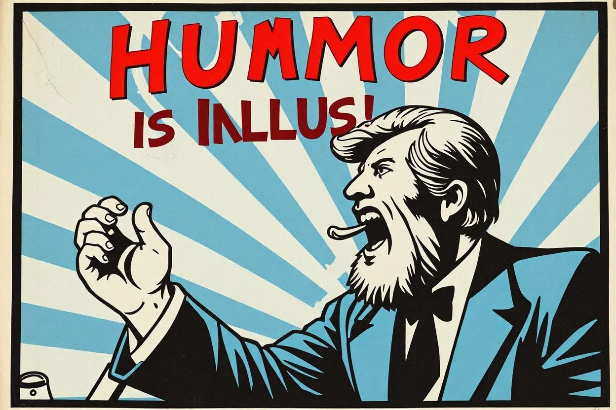 humor is an illusion propaganda poster