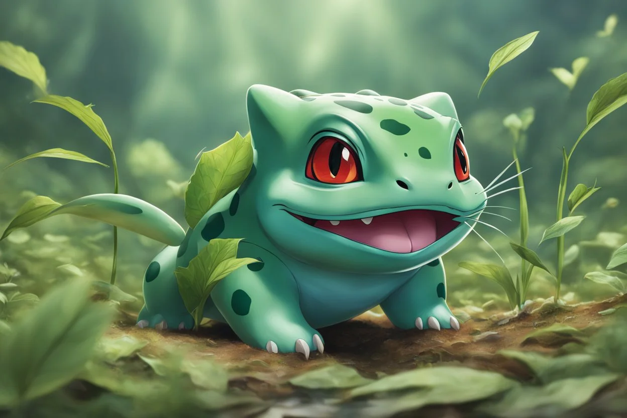 Bulbasaur in 8k Hayao Miyazaki draw style , close picture, highly detailed, high details, detailed portrait, masterpiece,ultra detailed, ultra quality