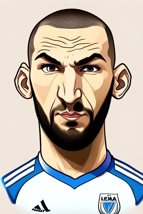 Karim Benzema French football player . cartoon 2d