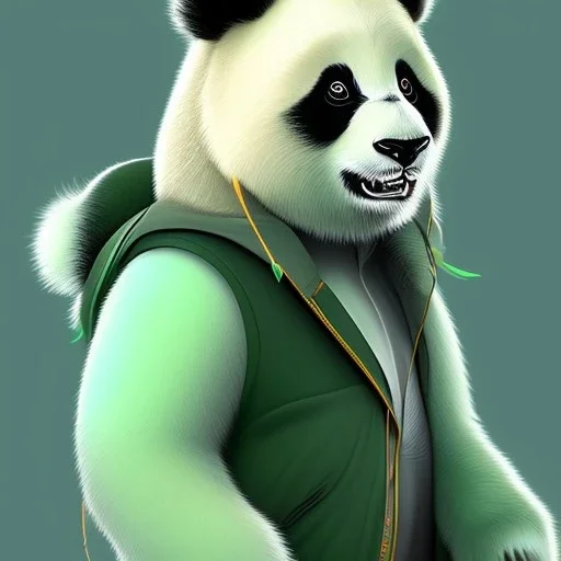 A male humanoid/furry panda with mint fur color that can use ice rainbow superpowers