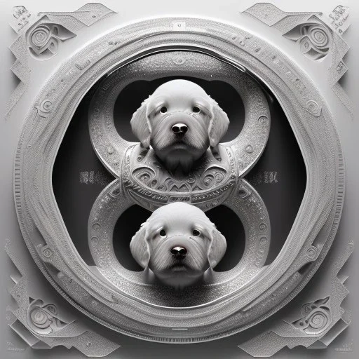 3d cute puppies, beautiful rich, detailed yin and yang symbol, shiny, intricate, gorgeous, ultrafine detail, hyperrealism, trending , sharp focus, intricate details, highly detailed, glowing, glitter, complementary colours