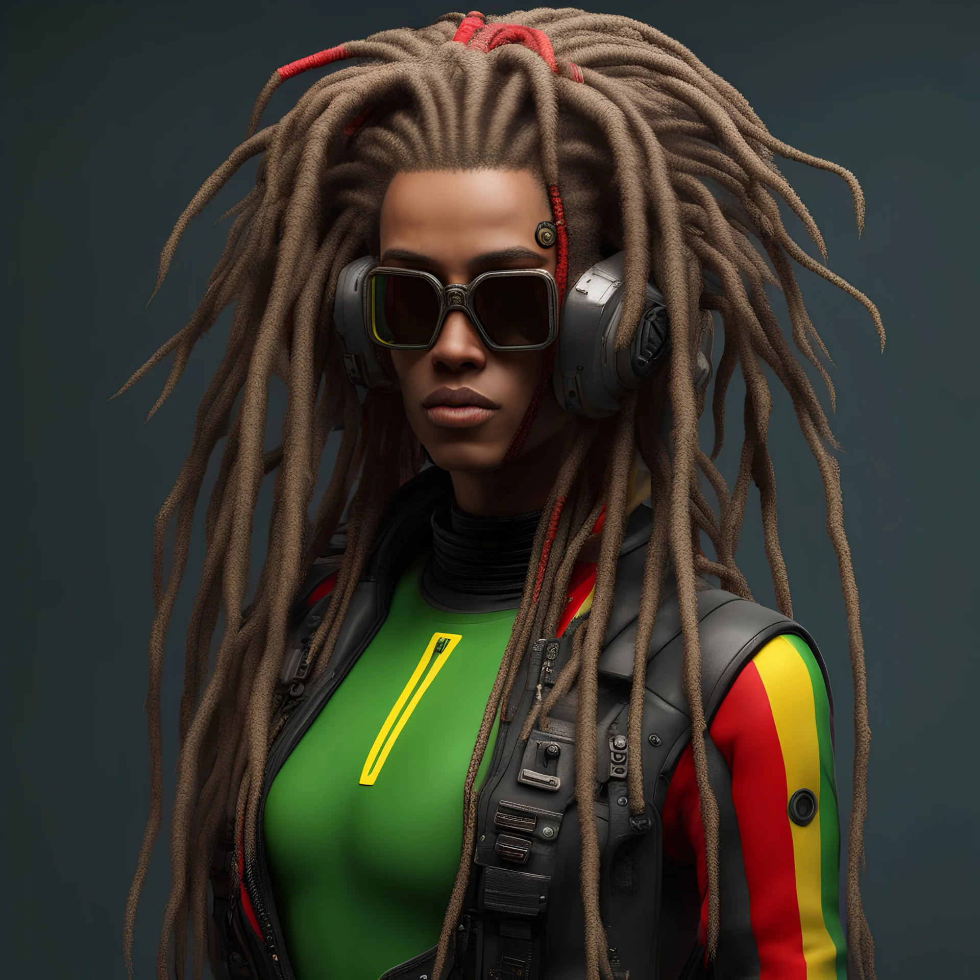 cyberpunk cyborg 3d ultradettagliato capelli rasta