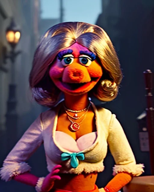 waitress woman Sesame Street muppet mask head, concept art, retro style, smooth, unreal engine 5, god lights, ray tracing, RTX, lumen lighting, ultra detail, volumetric lighting, 3d.