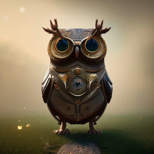 depth of field, Steampunk Owl, extreme detail, Photorealism, macro lens 70mm,bokeh, cinema4d, 8k, unreal engine 5, redshift render, midjourney4