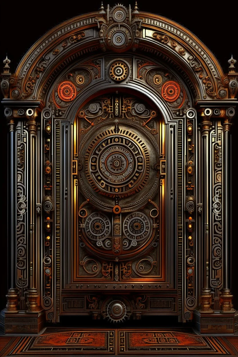 Expressively detailed and intricate 3d rendering of a hyperrealistic “time machine door”: front view, symetric, artstation: award-winning: professional portrait: fantastical: clarity: 16k: ultra quality: striking: brilliance: amazing depth: masterfully crafted.