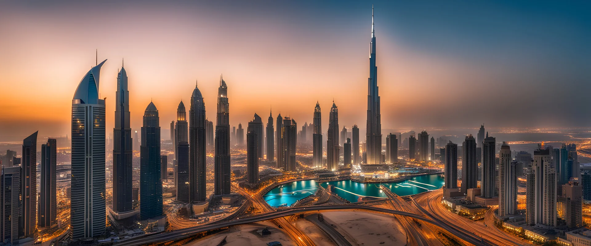 a busy dubai skyline, detailed architecture, f/8, 85mm lens, natural bright lighting, busy street view, layered high-rise buildings, landscape city environment, (photo-realistic:1.37) extremely detailed, ultra-high resolution, photorealistic street photography, deep perspective, (4k, studio lighting, ultra-fine painting:1.2) first person view