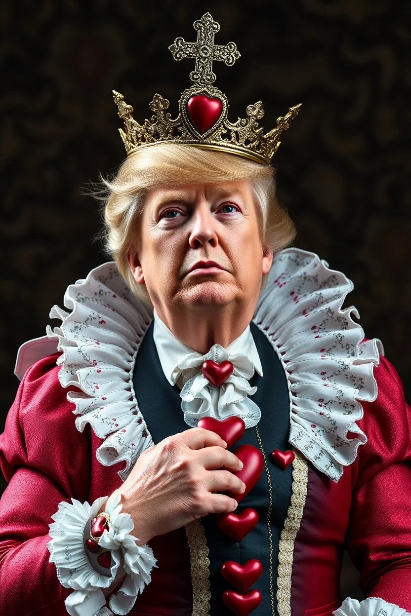 donald trump as the queen of hearts from alice in wonderland