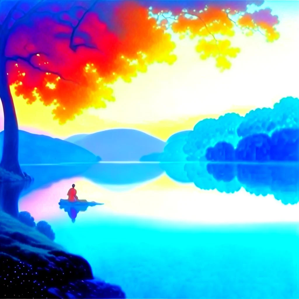 peacefull lake Maxfield Parrish