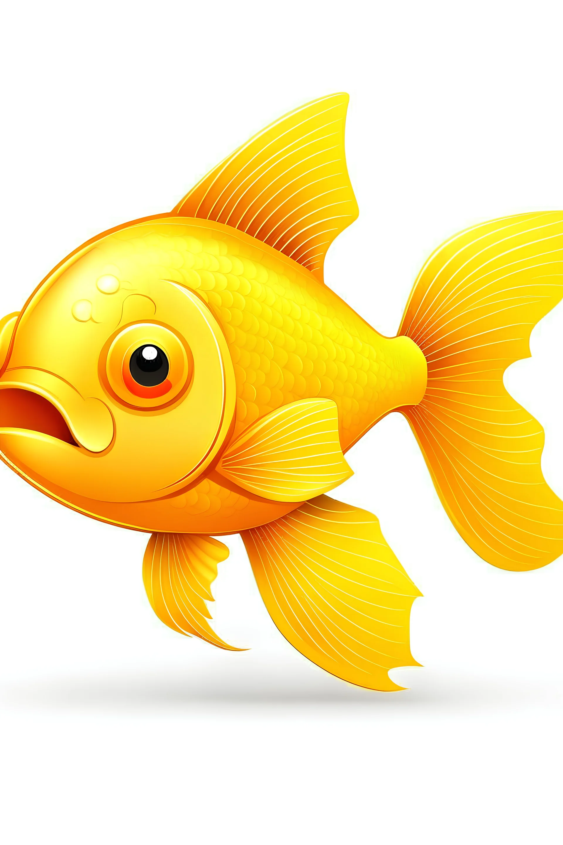 2D art for one cute golden fish , white background, full body, cartoon style, no shadows.