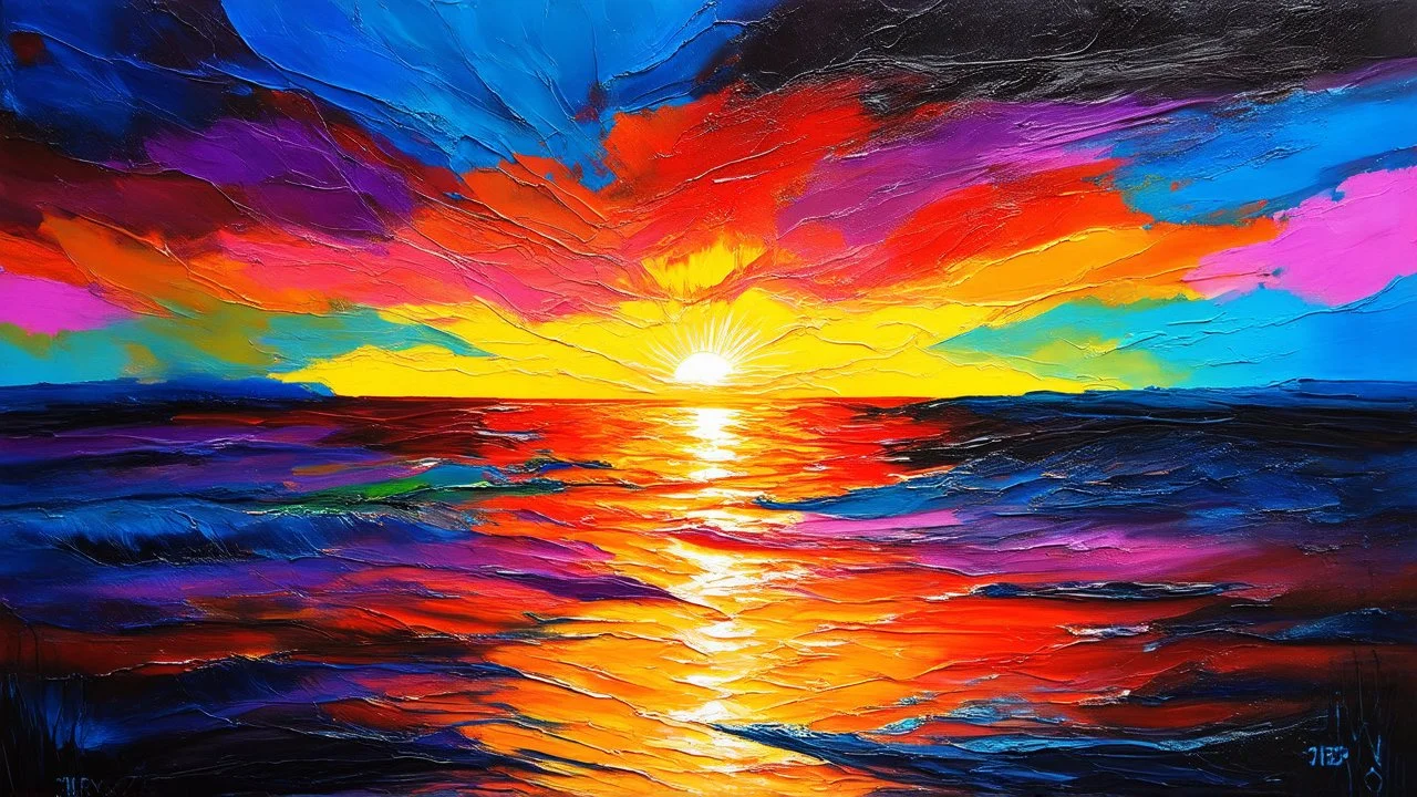 "✨ Embracing the beauty of abstraction! This stunning piece captures the magic of a sunset, blending colors and emotions. What does this artwork evoke for you? 🎨💭 #ArtInspiration #AbstractArt"