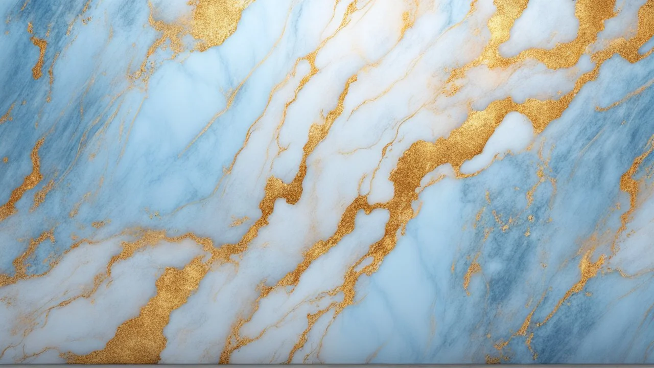 Hyper Realistic Light-Blue & Golden-marble-background with glowing-embers & white-scratch-marks vignette-effect