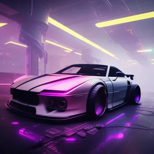 cyberpunk hyper car,cyberpunk 2077,center composition, ultra realistic,shiny, smooth, studio quality, octane render, Surrealism, Triadic colour scheme,glow-stick, ambient lighting,nightclub lighting, polaroid, 100mm, --ar 1:1 --v4