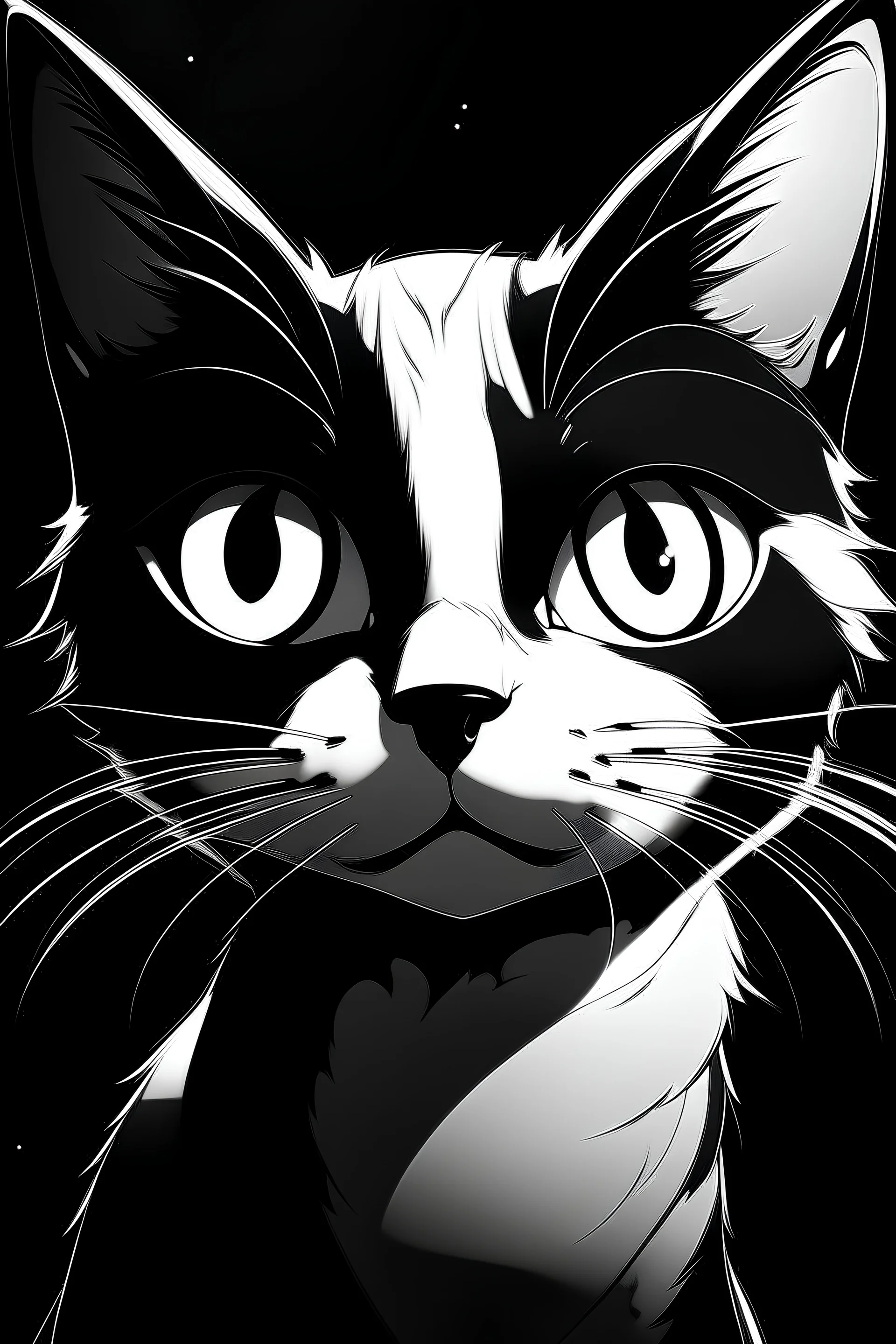 Black and white anime cat pfp