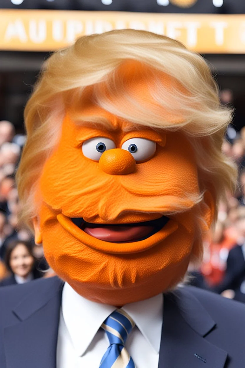 an orange muppet that looks like Donald Trump