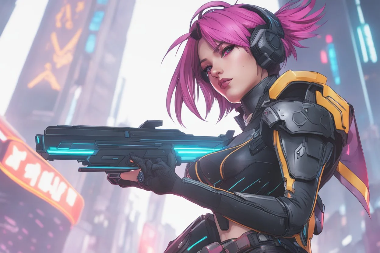 Vi in 8k cyberpunk anime draw style, arcane them, neon effect, close picture, highly detailed, high details, detailed portrait, masterpiece,ultra detailed, ultra quality