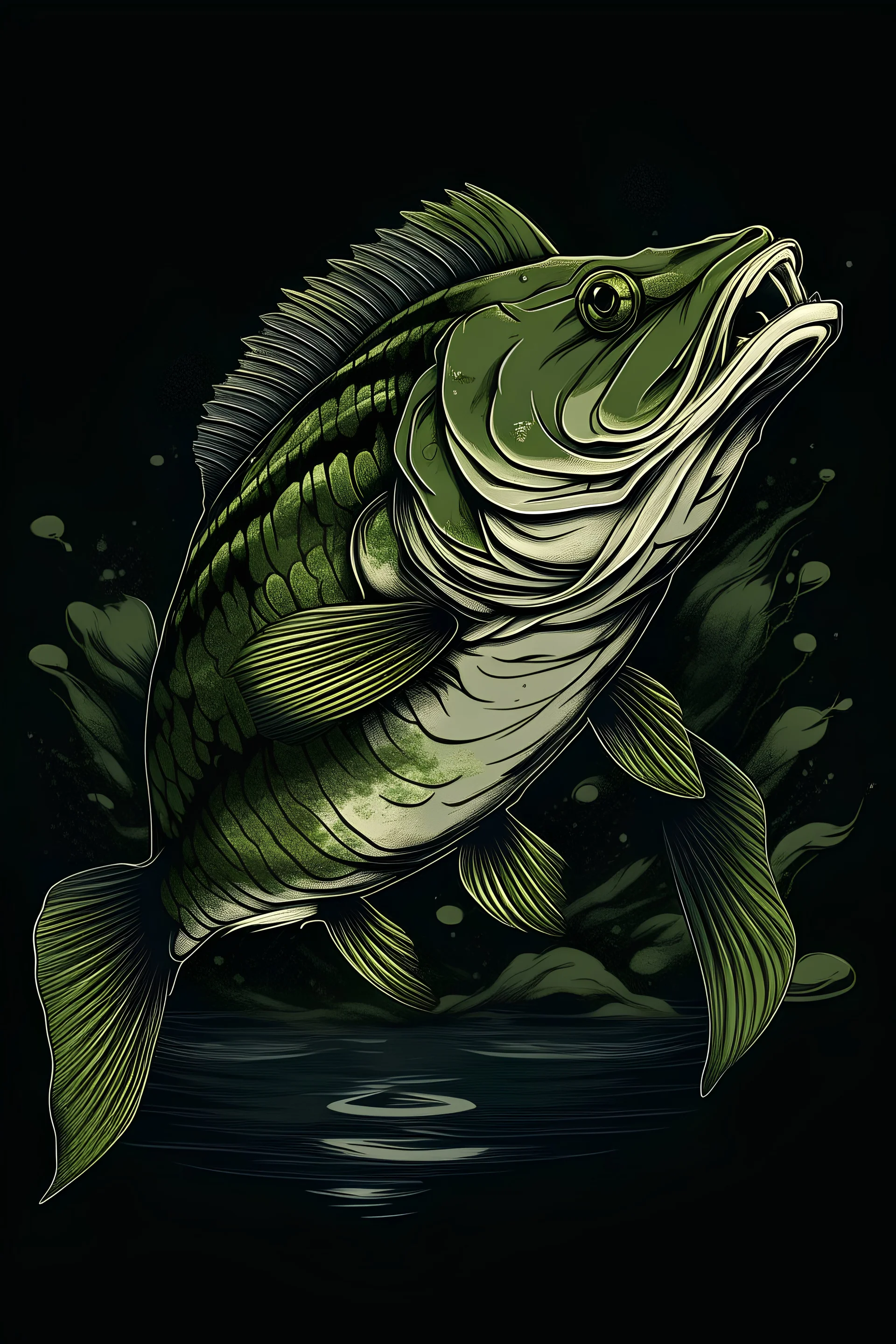 A largemouth bass for a tshirt