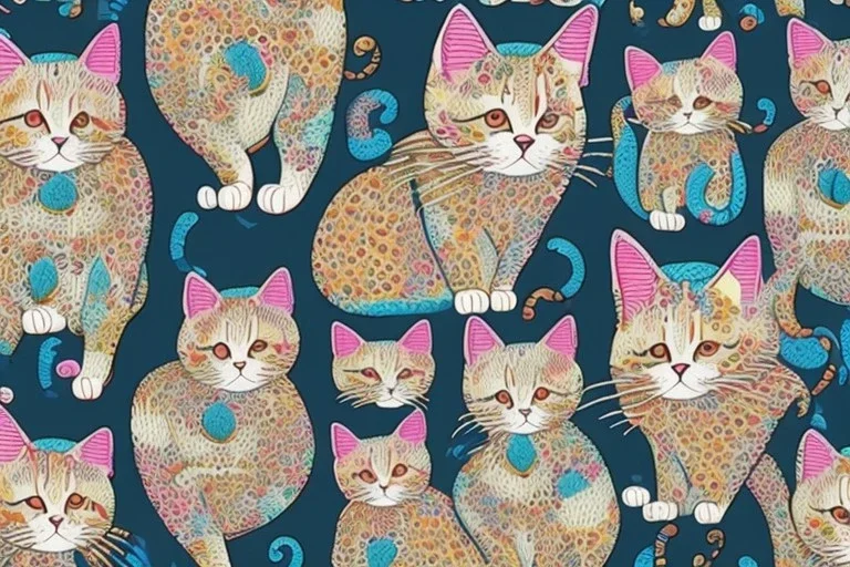 Pattern of a fabric with cats