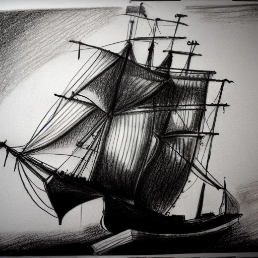 Dibujo de un Galeón al estilo Rembrandt