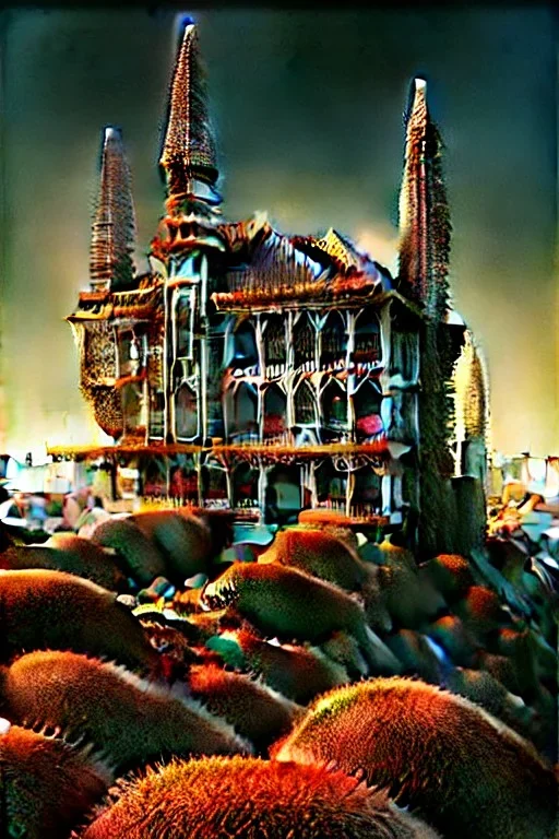 Gingerbread house, H. R. Giger Tishk Barzanji Michiel Schrijver Zdzisław Beksiński Beautiful synthwave city painting, digital illustration, extreme detail, digital art, 126k, Ultra HD