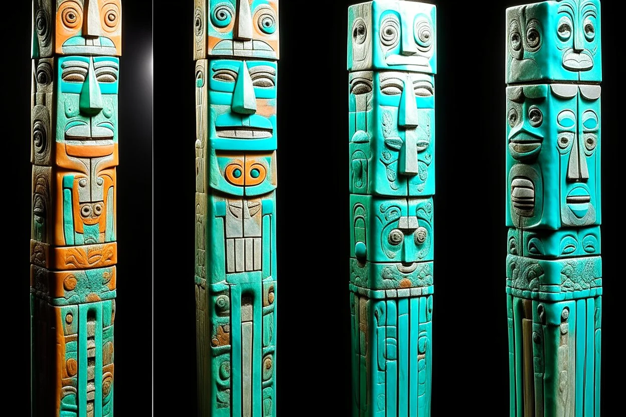 A mint colored empire of snow and ice designed in pacific Northwest totem poles painted by Paul Klee