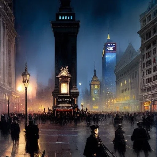 ,Gothic Trafalgar Square mixed with gothic shibuya crossing in gothic Metropolis,Gotham city, victorian dark Metropolis,Neoclassical Skyscraper,book illustration by Jean Baptiste Monge,Jeremy Mann, Details building cross section, strong lines, high contrast vibrant colors, highly detailed, , exterior illustration, croquis color illustration