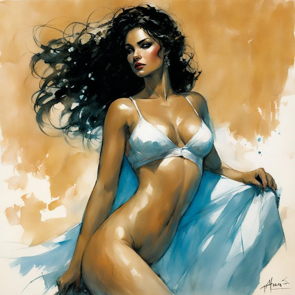Alex Maleev, unused cover illustration, 2005: [woman model in flesh] Aphrodite of Milos