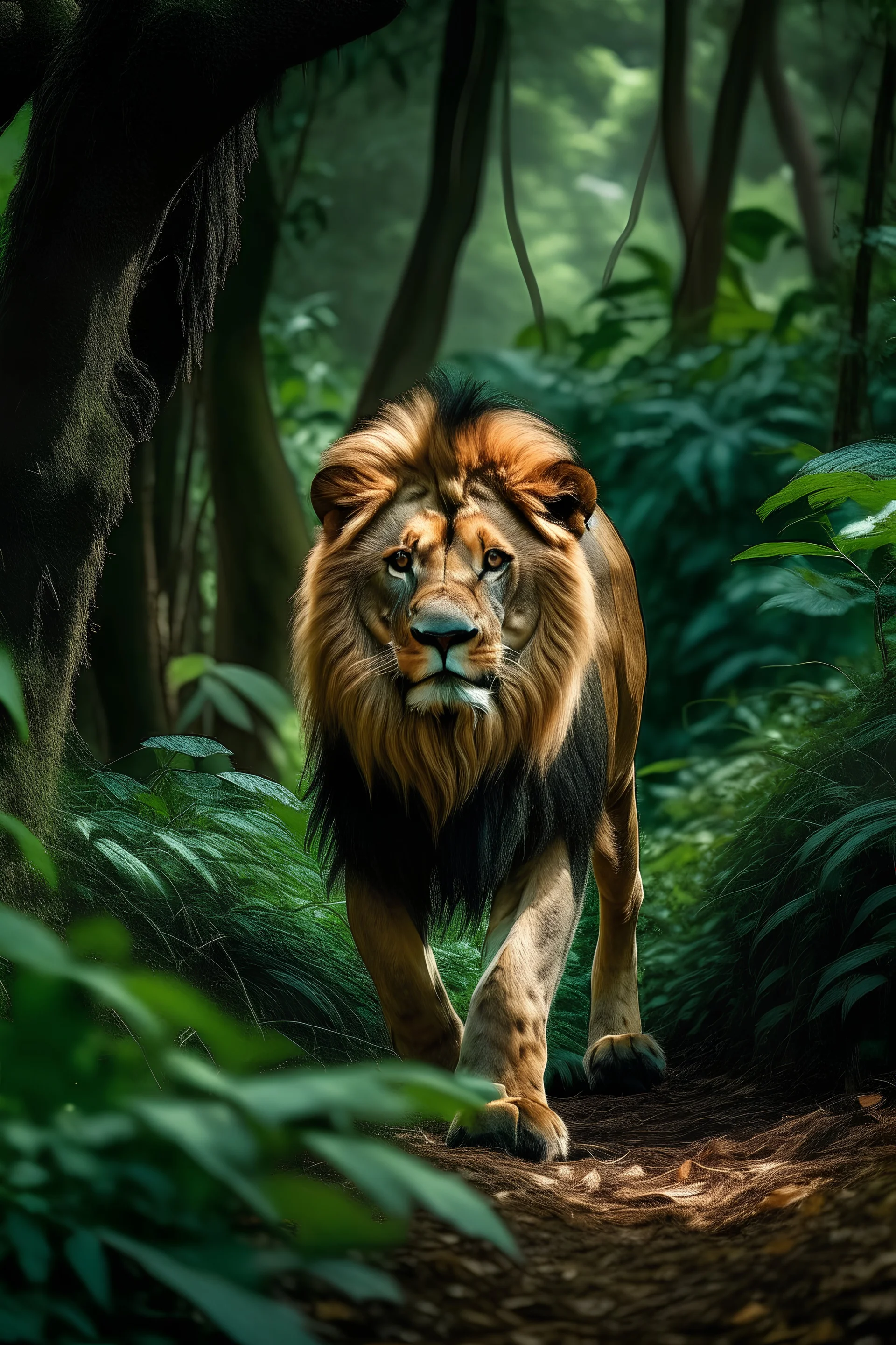 lion in forest