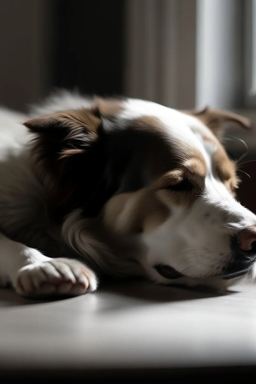 cane che dorme sdraiato visto di profilo