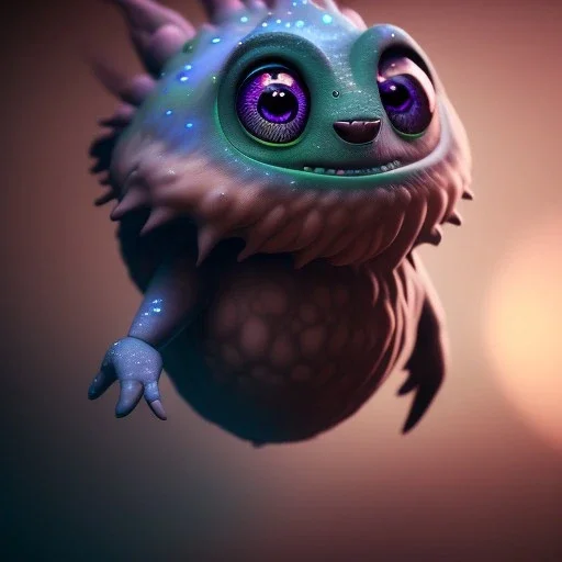 Cute fluid ink creature, big reflective eyes, pixar art style, unreal engine 5, 8k resolution, photorealistic, ultra detailed