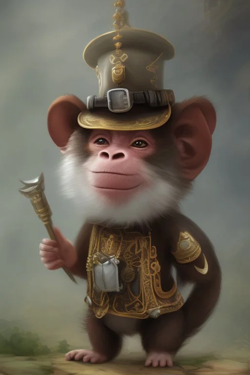 cute steampunk monkey with wings