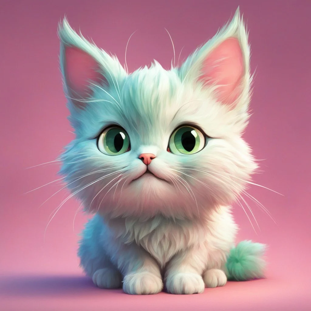 A delightful and adorable cartoon illustration featuring a cute mint-colored cat against a charming pink background, (delightful illustration:1.4), (adorable cartoon cat:1.5), (charming pink background:1.3), (expressive mint hues:1.2), inspired by the styles of cute cartoon artists, trending on ArtStation, Intricate, Sharp focus, vibrant lighting, (whimsical:1.4), (playful ambiance:1.3), (lush fur details:1.5), Cartoon, Masterful, Captivating, High Detail, Cinematic view