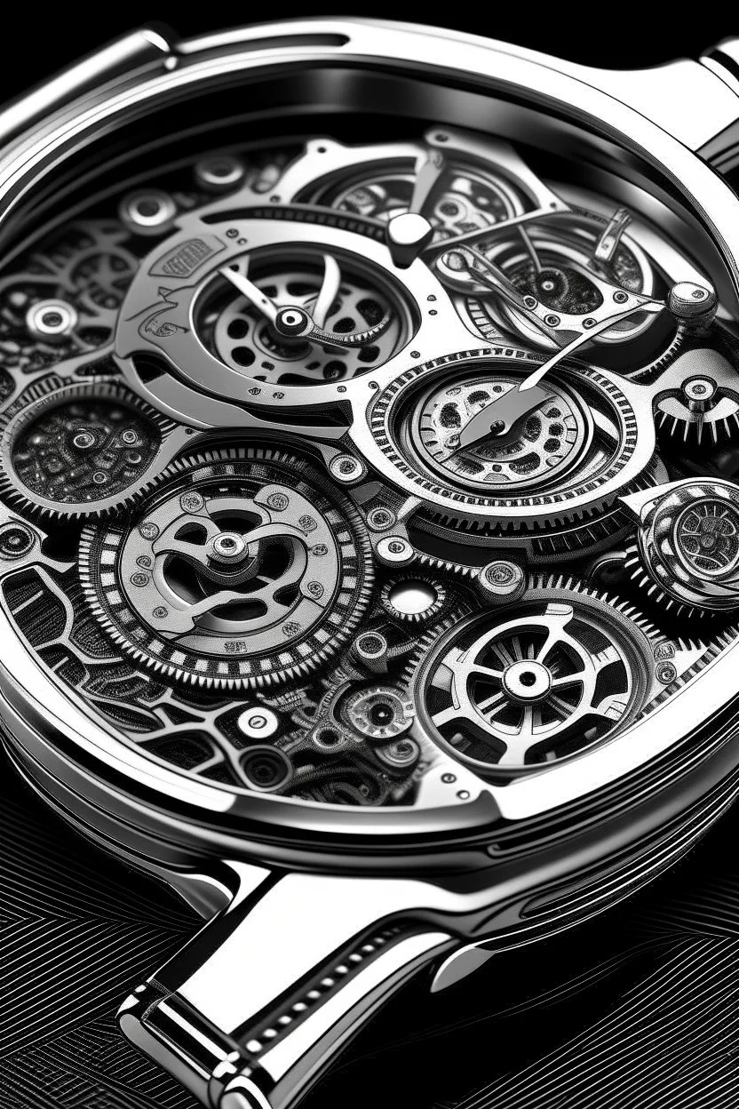 Generate an image that seamlessly blends the elegance of a silver AP watch with the precision of cogs, embodying a sense of stability and resilience for those embarking on a mid-journey experience."