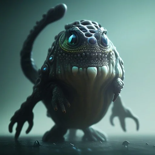 Cute fluid ink creature, big black eyes, unreal engine 5, 8k resolution, photorealistic, ultra detailed