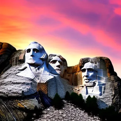 Mount Rushmore with a nice sunset behind it