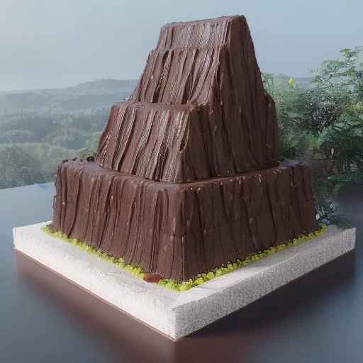 House cake chocolate waterfall made of chocolate is flowing, unreal engine