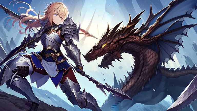 armored knight battling the dragon