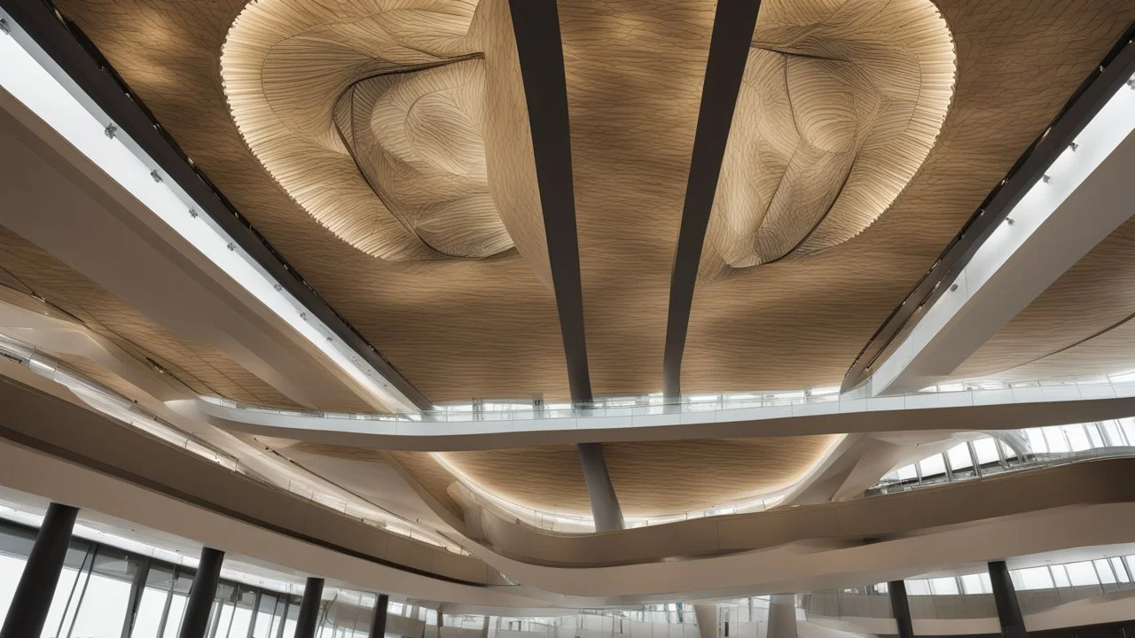 Museum ceiling, modern style, natural lighting