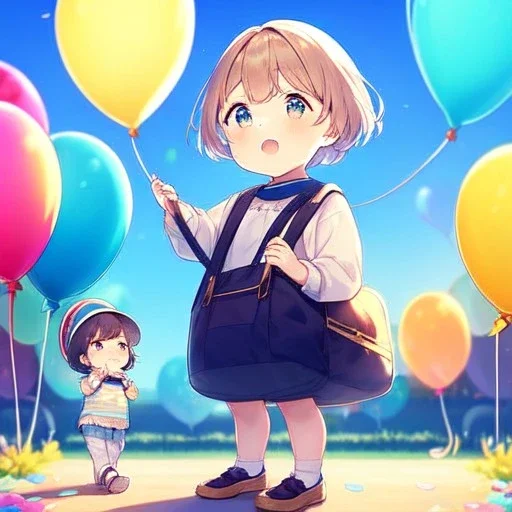 yound anime child letting go of a balloon