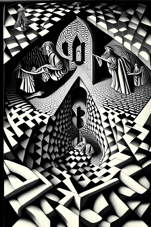 saints and sinners; Optical art; M.C. Escher