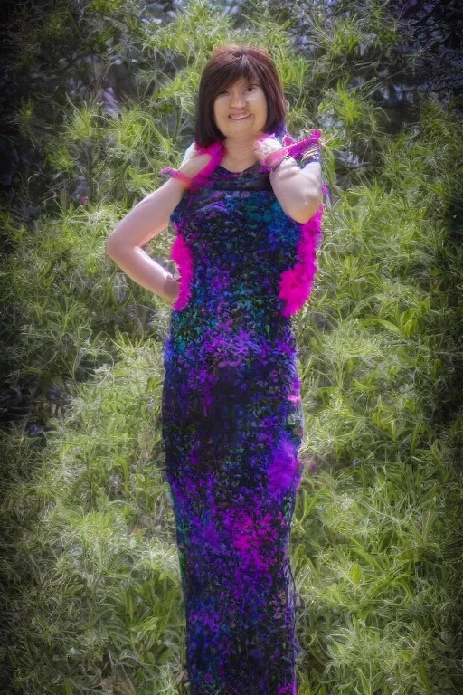 Portrait lady, full body shot, full-color long shot Fluowave