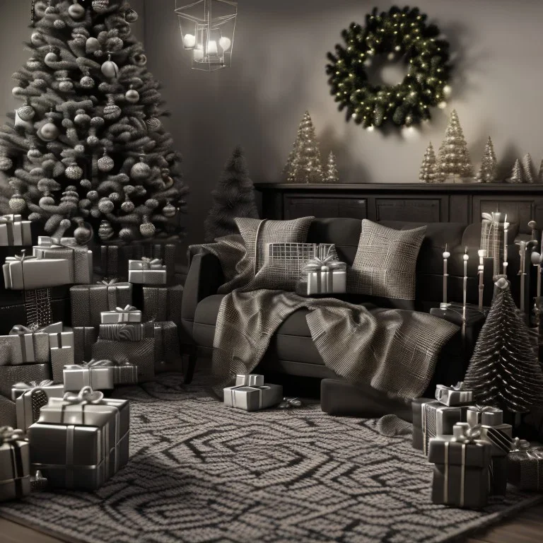 christmas ambience, black and white, african, kente, clothing, african patterns, thread, embroidery, cinema 4d render, high detail